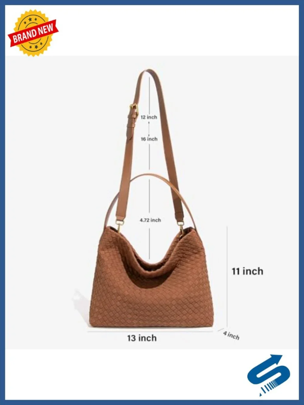Woven Suede Hobo Bag Crossbody Tote Shoulder Bag Leather Handle Lightweight